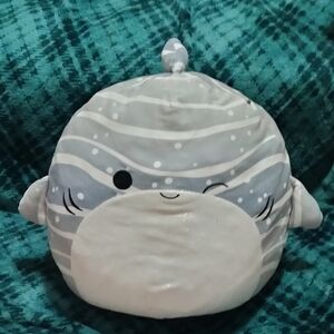 Squishmallows Gray/White Whale-Shark Jumbo Plushie Pre-loved, Pre-owned